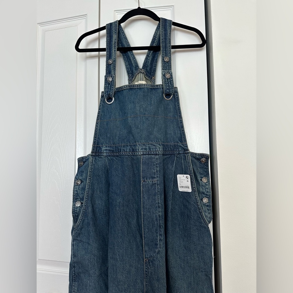 FREE PEOPLE WE THE FREE RAMBLER OVERALLS SIZE X-LARGE AFTER MIDNIGHT NWT - Picture 7 of 14